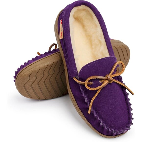 Women's Memory Foam Purple Rubber Insole Faux Fur Anti Slip Sole Slippers Boot - Picture 7 of 9